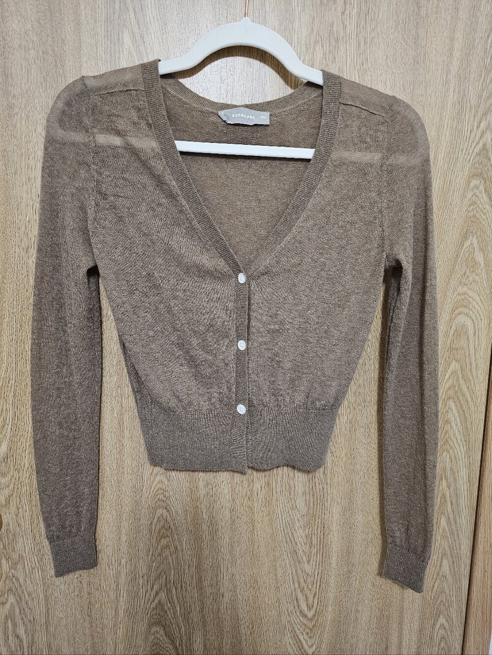 Everlane The Featherweight Alpaca Cardigan in Camel Tan Brown Size XXS